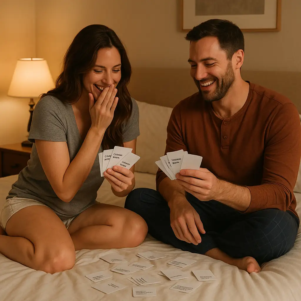 Couple playing an adult card game