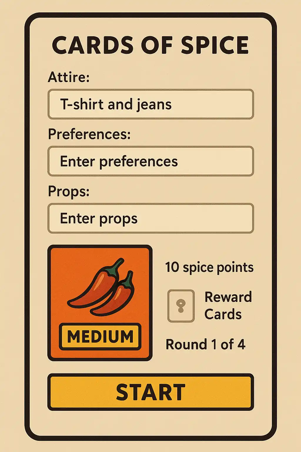 Couple playing hot couple games with Cards of Spice